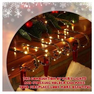Zheng my 6 Pcs Stocking Holders W/String Lights Xmas Non Skid Stocking Hangers